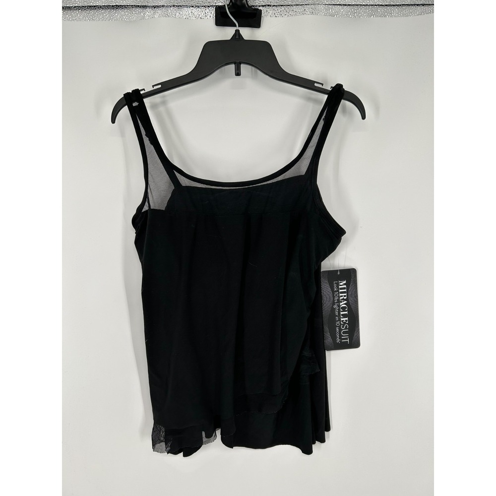 Miraclesuit Mirage Illusionist Tankini Top Women's 16 Black Sleeveless 6503041